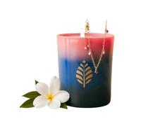 BOUGIE-BIJOU Dégradé Monoï | Bracelet Gouttes Violettes & Cristal Premium | Bougie Parfumée Prête à Offrir | Cadeau Femme Élégant | Fabrication Française | 420g | Les Merveilleuses