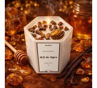 Bougie bijou pierres oeil de tigre - parfum ambre royal
