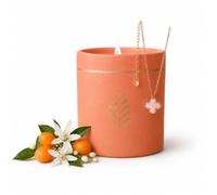 BOUGIE-BIJOU Terra Cotta Fleur d'Oranger | Collier « Fleur » Pierre Naturelle Rose & Cristal Premium | Bougie Parfumée Prête à Offrir | Cadeau Femme | Fabrication Française | 470g | Les Merveilleuses