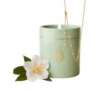 BOUGIE-BIJOU Verte Fleur de Thé | Collier Perles Blanches & Cristal Premium | Bougie Parfumée Prête à Offrir | Cadeau Femme Élégant | Fabrication Française | 470g | Les Merveilleuses