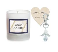 Bougie Blanche parfumée Super Nounou Ange Gardien Idée Cadeau d'anniversaire,Nounou, idée cadeau Noël Nourrice, Maternelle, Nounou