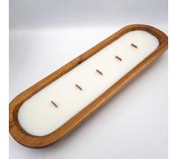 Bougie bol en bois 5 mèches - Parfum noix de coco grillée - Cire de soja - Coulée à la main - 100% biodégradable