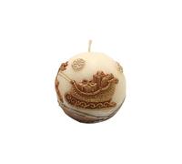 Bougie boule pailletée de qualité supérieure faite à la main - Bougie décorative - Bougie de table - Bougie de Noël - Bougie domestique avec décoration de renne - Dans un ton doré vanille - Dimensions