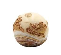 Bougie boule pailletée de qualité supérieure faite à la main - Bougie décorative - Bougie de table - Bougie de Noël - Bougie domestique avec décoration de renne - Dans un ton doré vanille - Dimensions