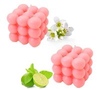Bougie Bulle | Bougies Artisanales Naturelles et Parfumées | 100% Végétaliennes | Décoratives Durables à Base de Cire de Soja | Décoration Bohème | 6 x 6 x 6 cm (2pc, Rose)