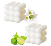 Bougie Bulle | Bougies artisanales naturelles et parfumées | Bougies 100% végétaliennes | Bougies décoratives durables à base de cire de soja naturelle | décoration bohème | 6 x 6 x 6 cm (2pc, Blanc)