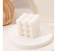 Bougie Bulle | Bougies artisanales naturelles et parfumées | Bougies 100% végétaliennes | Bougies décoratives durables à base de cire de soja naturelle | décoration bohème | 6 x 6 x 6 cm (1pc, Blanc)