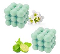 Bougie Bulle | Bougies artisanales naturelles et parfumées | Bougies 100% végétaliennes | Bougies décoratives durables à base de cire de soja naturelle | décoration bohème | 6 x 6 x 6 cm (2pc, vert)