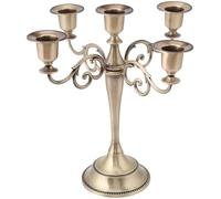 Bougie Candélabre en Métal, 2 Couleurs 5 Bras Alliage Bougeoir Style Exotique Multi-Bras Chandelier Or Pilier Cône Stand Pièce Maîtresse pour Mariage(Bronze)