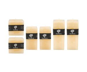 Bougie carrée parfumée à la vanille. Ensemble de 6 bougies. Petite, moyenne et grande