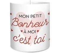 bougie céramique mon petit bonheur à moi c'est toi - générique cd9645 Blanc G