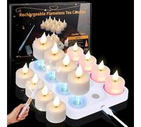 Bougie Chauffe Plat LED Rechargeable, 12pcs Bougies à LED Flamme Vacillante Bougie Decorative avec Magie Télécommande pour Deco Noel Halloween