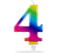 Bougie Chiffre "4", 7,5Cm, Irisée
