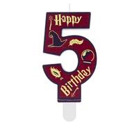 Bougie Chiffre 5 Anniversaire École de Magie - Décoration de Gâteau pour Enfants 5 Ans, Thème Sorcier Garçon et Fille, Accessoires Anniversaire Magique pour Fête d'Enfant