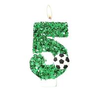 Bougie Chiffre "5" en 3D Style Football - Pour le 5ème Anniversaire d'un Garçon - Décoration Festive pour Gâteau et Tarte