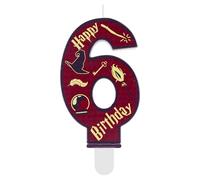 Bougie Chiffre 6 Anniversaire École de Magie - Décoration de Gâteau pour Enfants 6 Ans, Thème Sorcier Garçon et Fille, Accessoires Anniversaire Magique pour Fête d'Enfant