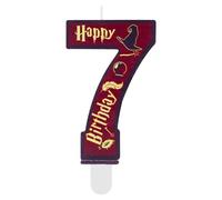 Bougie Chiffre 7 Anniversaire École de Magie - Décoration de Gâteau pour Enfants 7 Ans, Thème Sorcier Garçon et Fille, Accessoires Anniversaire Magique pour Fête d'Enfant