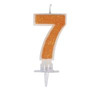 Rayher 31605000 Bougie-chiffre "7"av.paillet et fixation, orange