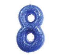 bougie chiffre 8 anniversaire 7cm pailleté bleu - générique ahc30/8 Bleu G