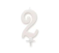 Bougie chiffre irisee blanche 2