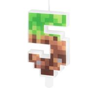 Bougie chiffre * PIXEL + MINER * dans les chiffres 0 à 9 comme décoration pour anniversaire d'enfant | env. 9,5 x 4,5 cm, avec pied enfichable, décoration de gâteau d'anniversaire pour enfants, style