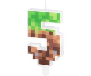 Bougie chiffre * PIXEL + MINER * dans les chiffres 0 à 9 comme décoration pour anniversaire d'enfant | env. 9,5 x 4,5 cm, avec pied enfichable, décoration de gâteau d'anniversaire pour enfants, style