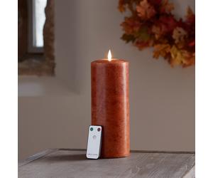 Bougie Cierge Orange Mouchetée TruGlow® de 25 cm avec Télécommande