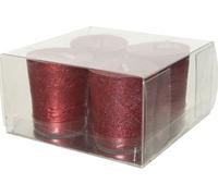 Bougie cire 4x bougie ronde rouge métallique D4,3 H4,7