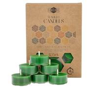 Bougie Cire d’Abeille - Kit Bougie avec Mèche 100% Coton - 4 h de Combustion - Lot de Bougies Votives (12) avec Plastique Recy ougies Chauffe-Plat à la Pure Cire d’Abeille par Danilovo