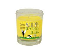Bougie citronnelle en verre avec message - 85 x 70 mm - 30 h. - Anti-moustiques - HOSTENATURA
