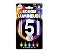Bougies lumineuses LED chiffre 5 - Blanc - Taille Unique