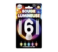DEGUISE TOI - Bougies lumineuses LED chiffre 6-1 Support chiffre 6-4 Bougies - Taille Unique - Blanc - Decoration/Animation - Cire, plastique - - Halloween