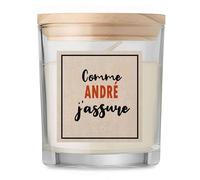 Bougie Comme André J'assure - Candle - Idée Bougie Cadeau Personnalisable Cadeau Anniversaire Fête Original Famille Travail Départ Collègue Retraite Noël.