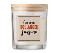 Bougie Comme Boulanger J'assure - Candle - Idée Bougie Cadeau Personnalisable Cadeau Anniversaire Fête Original Famille Travail Départ Collègue Retraite Noël.