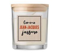 Bougie Comme Jean-Jacques J'assure - Candle - Idée Bougie Cadeau Personnalisable Cadeau Anniversaire Fête Original Famille Travail Départ Collègue Retraite Noël.
