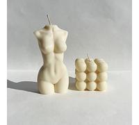 Bougie cube à bulles parfumée faite à la main - Bougies cubiques de soja danoises pastel pour décoration de chambre - Esthétique - Aromathérapie - Décorations de forme mignonne (cube et femme)