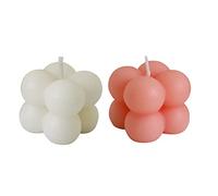 Bougie cube à bulles parfumée faite à la main - Bougies cubiques de soja pastel danoises pour décoration de chambre - Esthétique - Aromathérapie - Décorations de forme mignonne (blanc et rose)