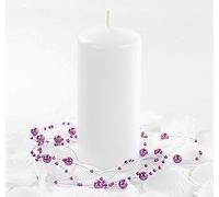 Bougie Cylindrique Nacrée Blanche, 12 cm Hauteur, 6 cm Diamètre, 20 Heures de Combustion (Blanche)