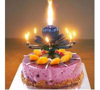 Bougie d’Anniversaire Magique - SHOP-STORY - Fleur Musicale Tournante - Bleu - Décoration de Gâteau - Intérieur