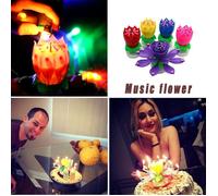 Bougie d’anniversaire musicale - Virex - Double fleur - Design rotatif - Joue 'Joyeux anniversaire' - Options de couleur