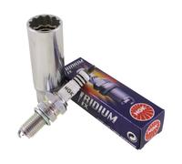 Bougie d'allumage NGK DR9EIX IRIDIUM IX avec clé à bougie à douille magnétique