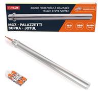 Bougie d'allumage pour poêle à granule 160/170mm - 350W - Diamètre 12,5mm - MCZ - Palazzetti - Supra - Jotul - Pièce d'origine - Clips de connexion inclus - Garantie 2 ans