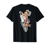 Bougie d'allumage sculptée Japonaise, imprimé Neo Pinup Girl T-Shirt