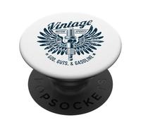 Bougie d'allumage Vintage Motorsports Dieu, Guts et Essence PopSockets PopGrip Adhésif