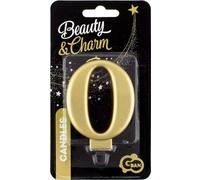 Bougie d'anniversaire - 0 - or métallique - 8 cm