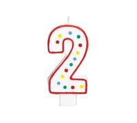 bougie d'anniversaire 2 ans rouge 19 cm