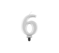 Bougie d'anniversaire - 6 - argent métallique - 8 cm