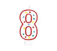 bougie d'anniversaire 8 ans rouge 19 cm