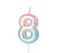 Bougie d'anniversaire 8 ans sur le thème de la sirène - Rose et bleu - Bougie chiffre 8 pour décoration de gâteaux