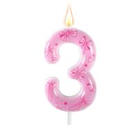 Bougie d'Anniversaire à Noud Rose, Élégante Bougie Chiffrée Thème Noud Topper pour Gâteau d'Anniversaire pour Femmes Filles Fêtes Thème Princesse Mariage Décoration (Chiffre 3)